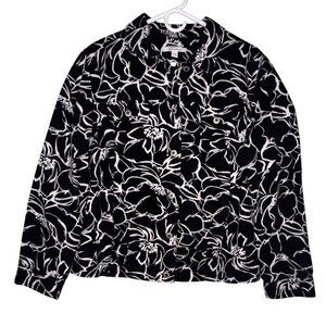 JM Collection Black & White Floral Print Jacket Womens Size 14